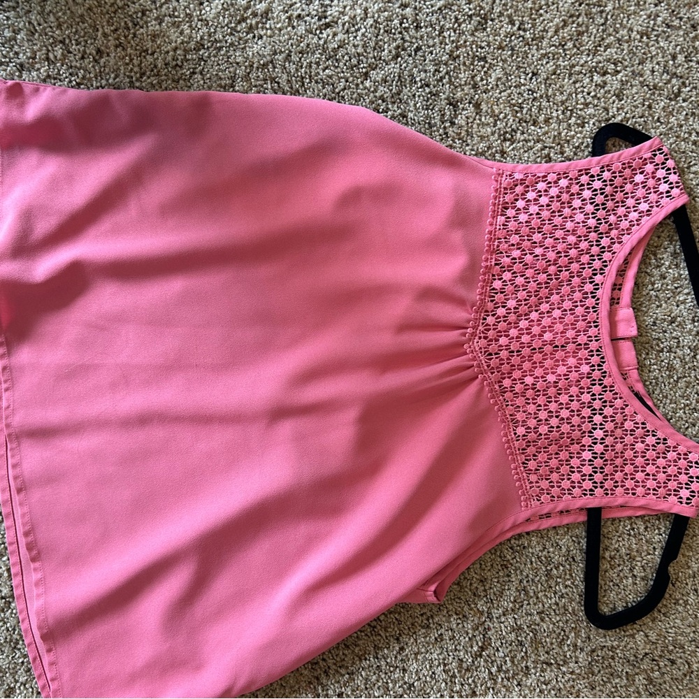 Pink Sleeveless Top with Lace Detail